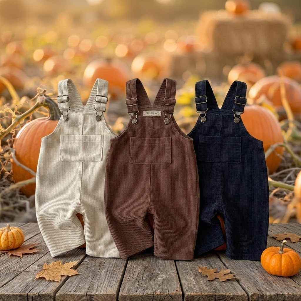 Tiny Trend Corduroy Suspender Romper for Toddlers | Unisex | Sizes 6m-24m