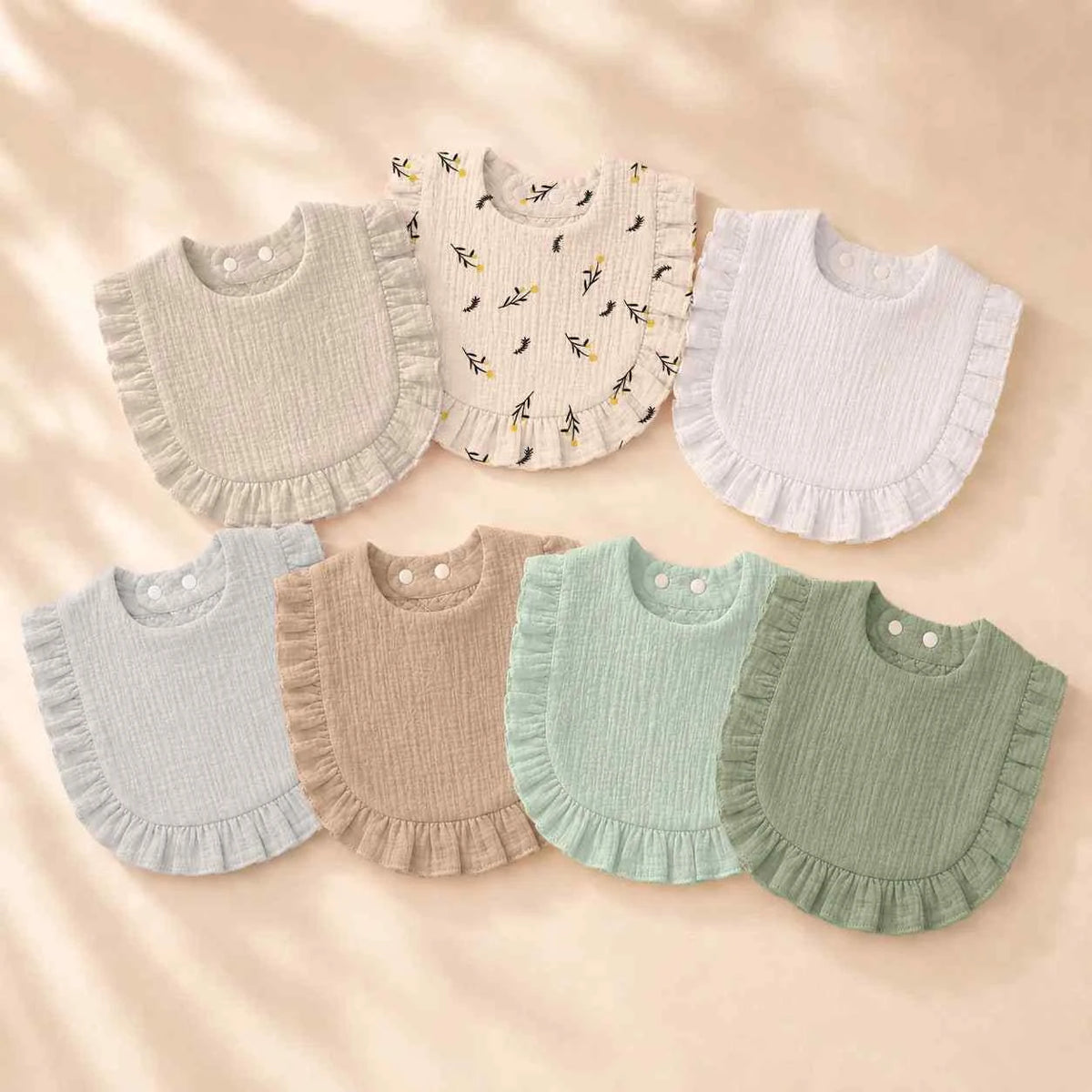 Tiny Trend Baby Lace Bibs Set of 7 | Soft Absorbent Polyester | Adjustable Snap | Ages 1–3Y