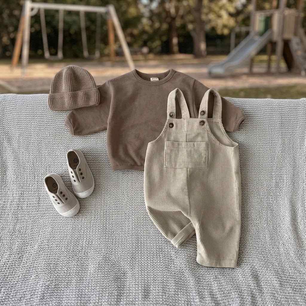 Tiny Trend Corduroy Suspender Romper for Toddlers | Unisex | Sizes 6m-24m