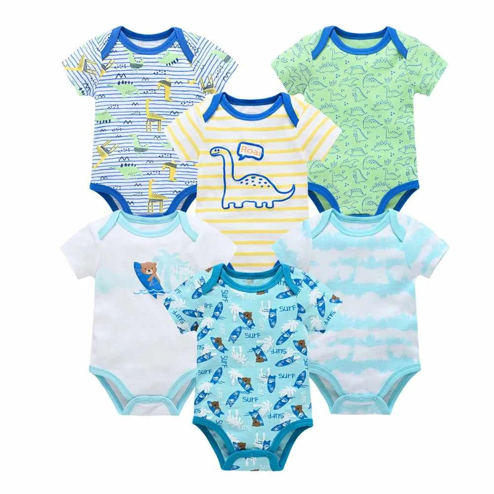 Tiny Trend Cotton Baby Bodysuits 3-Pack or 6-Pack | Short Sleeve | Sizes 0–3M to 9–12M