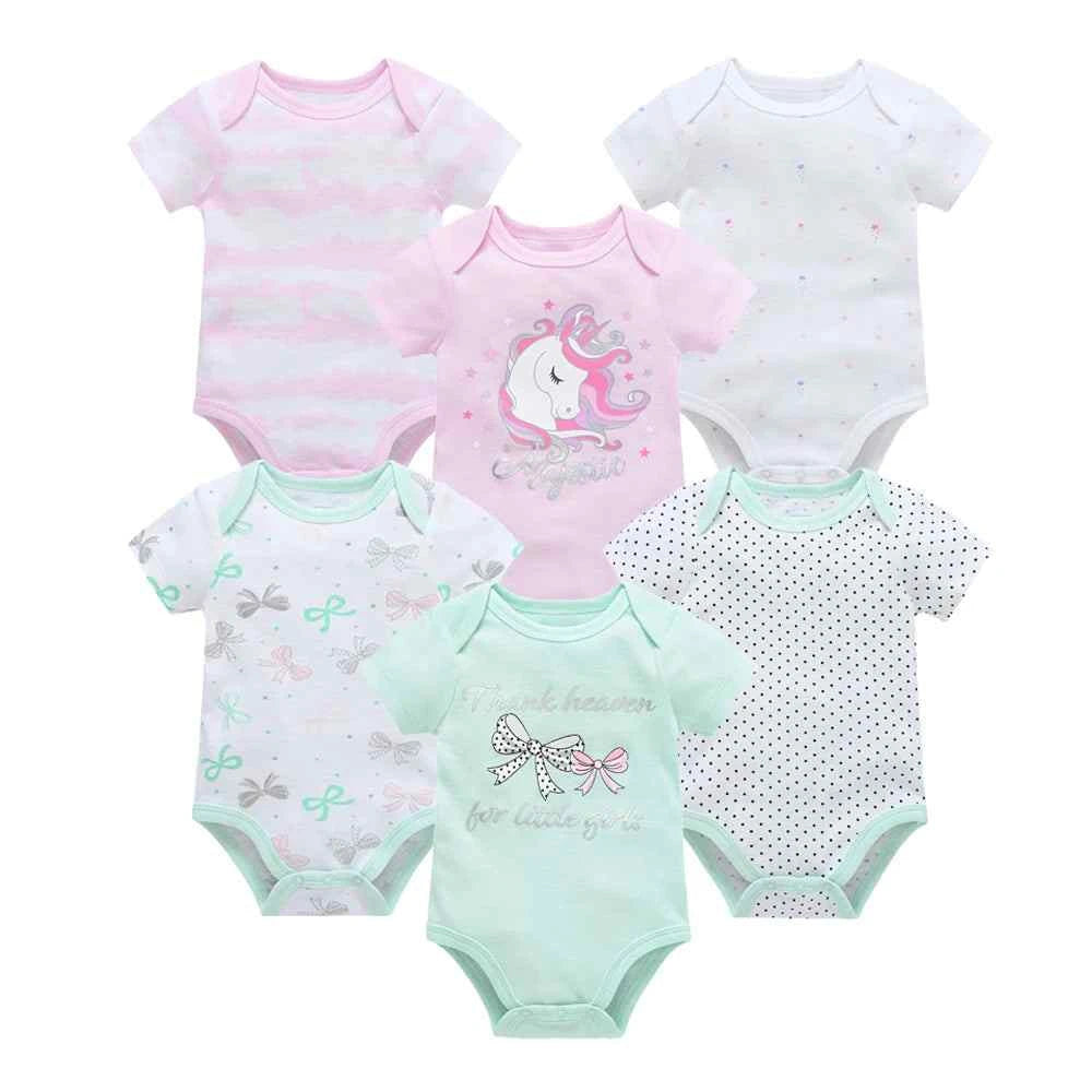 Tiny Trend Cotton Baby Bodysuits 3-Pack or 6-Pack | Short Sleeve | Sizes 0–3M to 9–12M