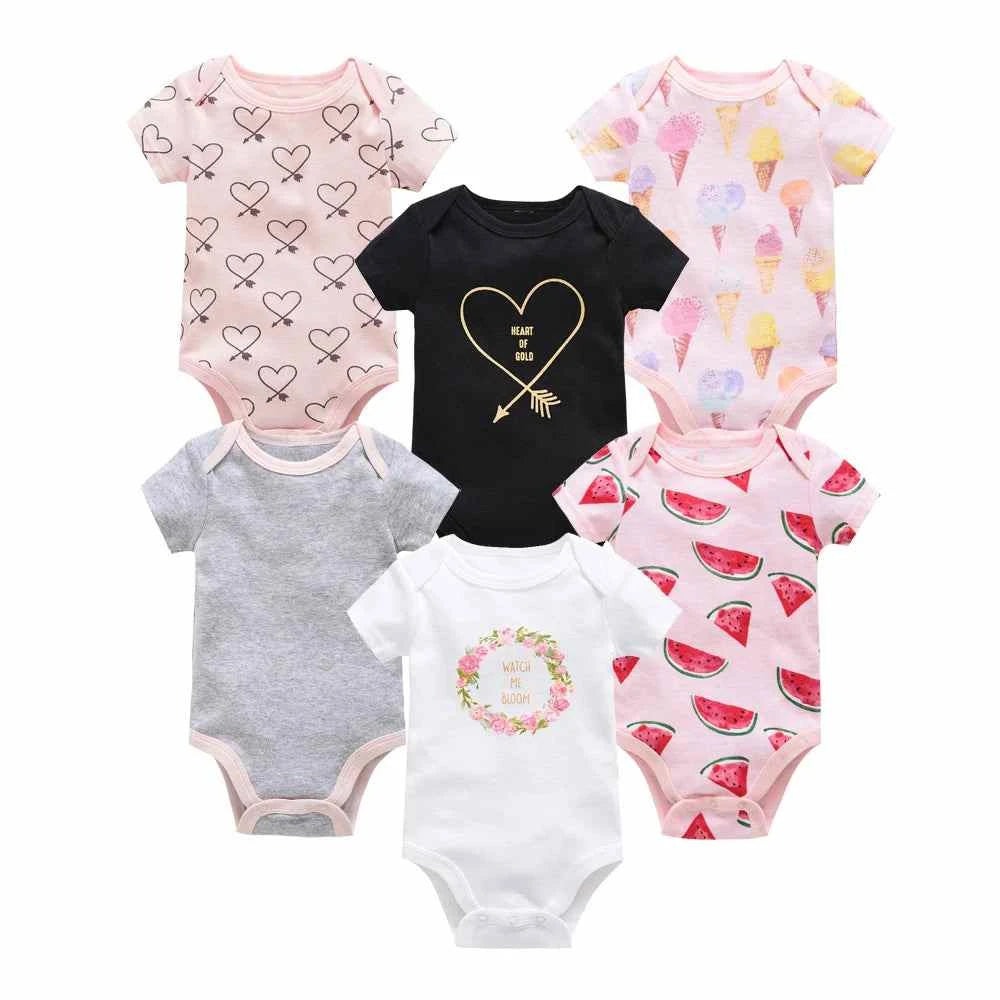Tiny Trend Cotton Baby Bodysuits 3-Pack or 6-Pack | Short Sleeve | Sizes 0–3M to 9–12M