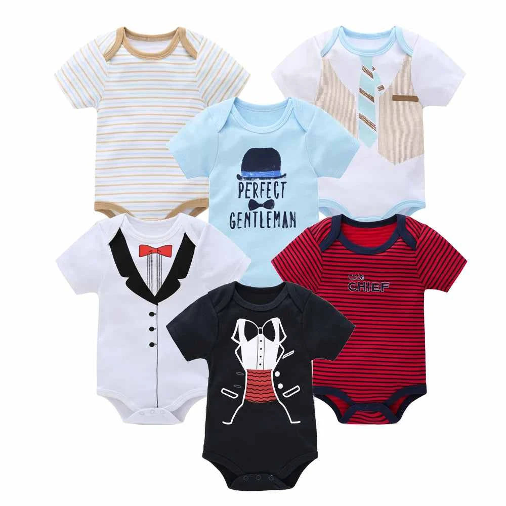 Tiny Trend Cotton Baby Bodysuits 3-Pack or 6-Pack | Short Sleeve | Sizes 0–3M to 9–12M