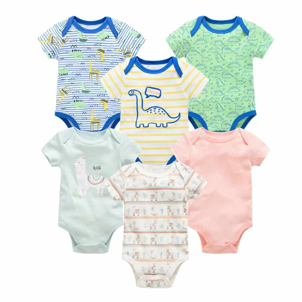 Tiny Trend Cotton Baby Bodysuits 3-Pack or 6-Pack | Short Sleeve | Sizes 0–3M to 9–12M