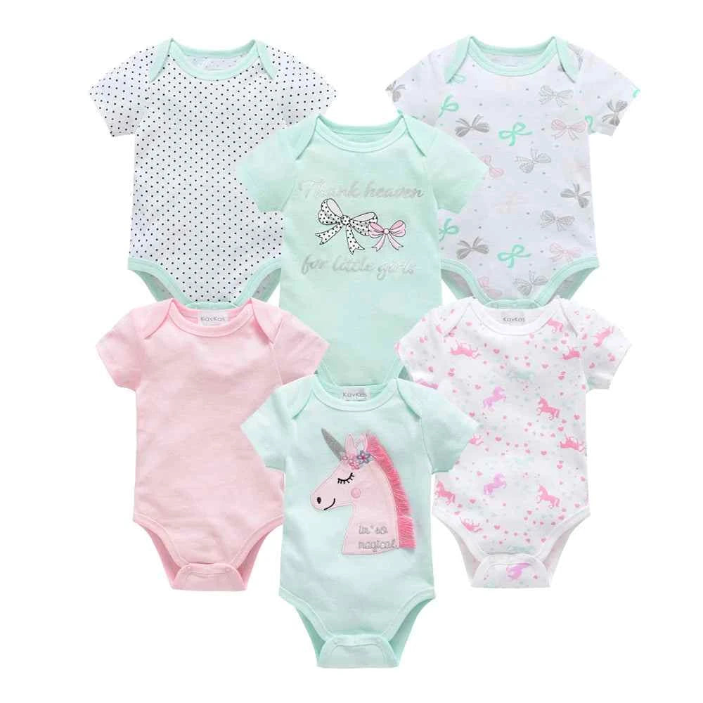 Tiny Trend Cotton Baby Bodysuits 3-Pack or 6-Pack | Short Sleeve | Sizes 0–3M to 9–12M