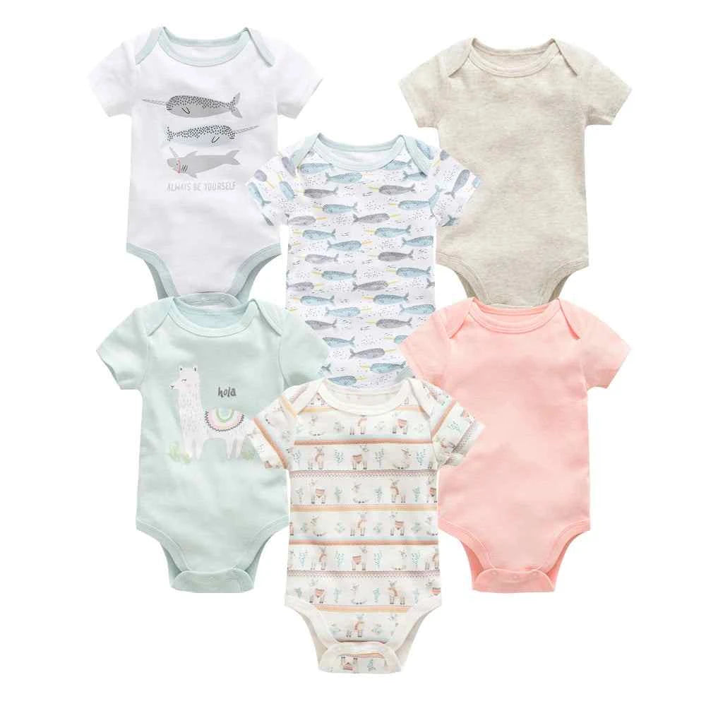Tiny Trend Cotton Baby Bodysuits 3-Pack or 6-Pack | Short Sleeve | Sizes 0–3M to 9–12M