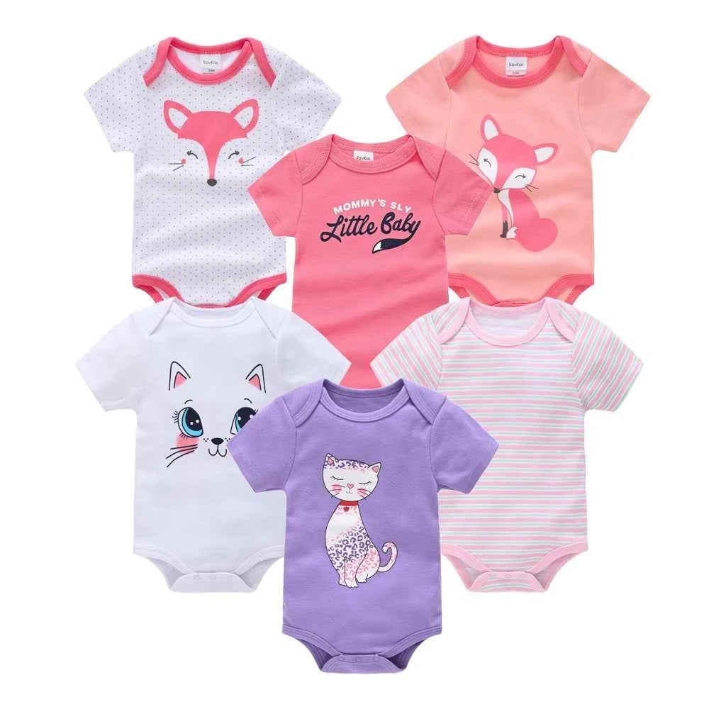 Tiny Trend Cotton Baby Bodysuits 3-Pack or 6-Pack | Short Sleeve | Sizes 0–3M to 9–12M