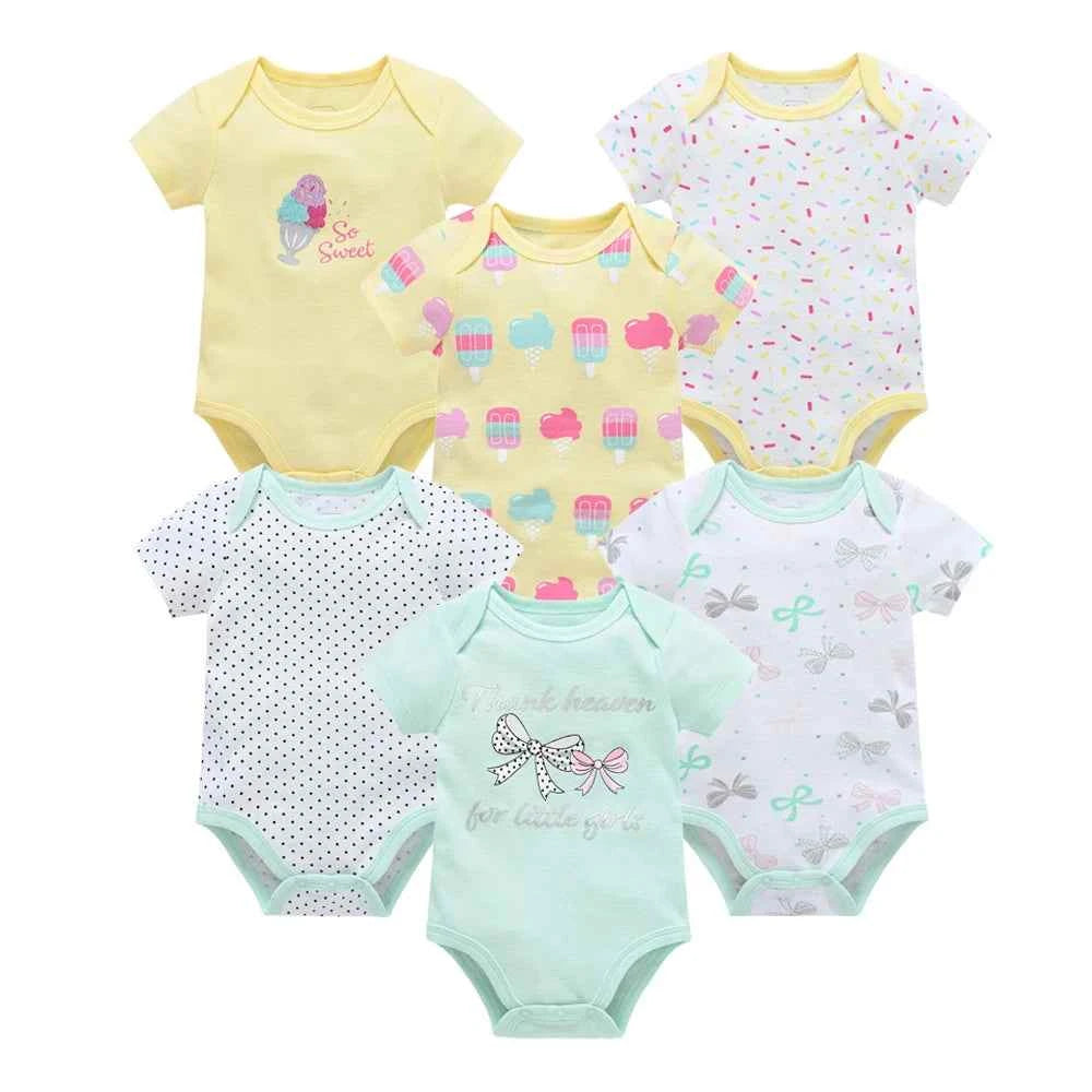 Tiny Trend Cotton Baby Bodysuits 3-Pack or 6-Pack | Short Sleeve | Sizes 0–3M to 9–12M