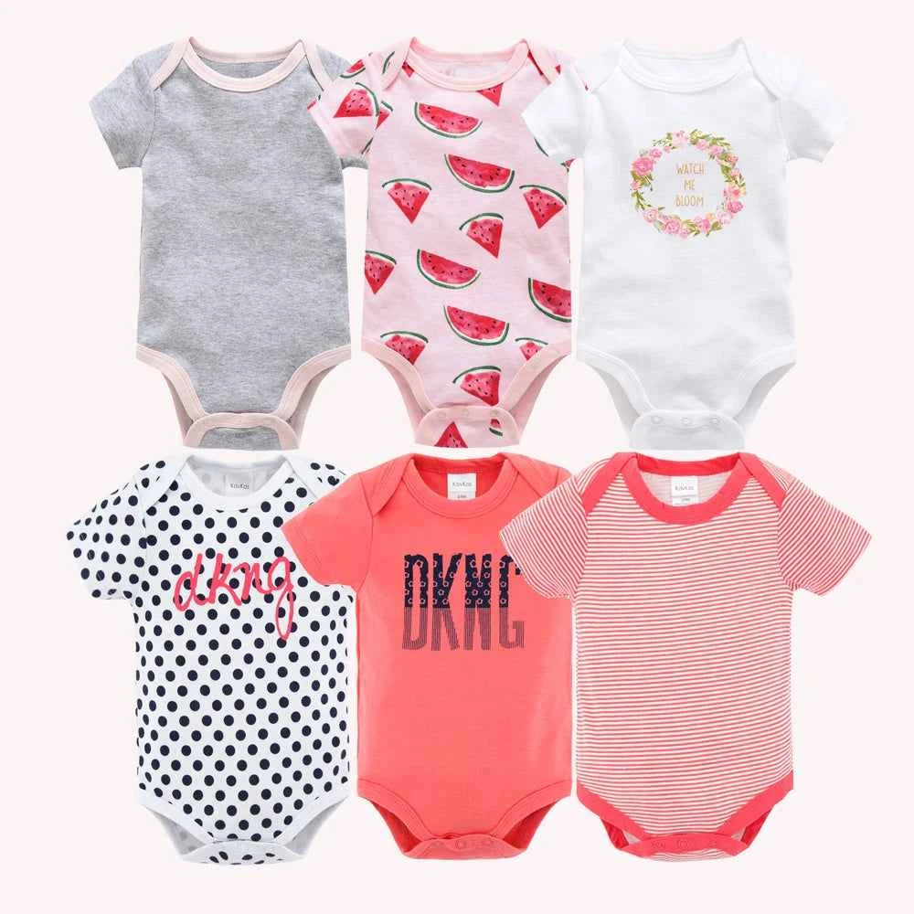 Tiny Trend Cotton Baby Bodysuits 3-Pack or 6-Pack | Short Sleeve | Sizes 0–3M to 9–12M