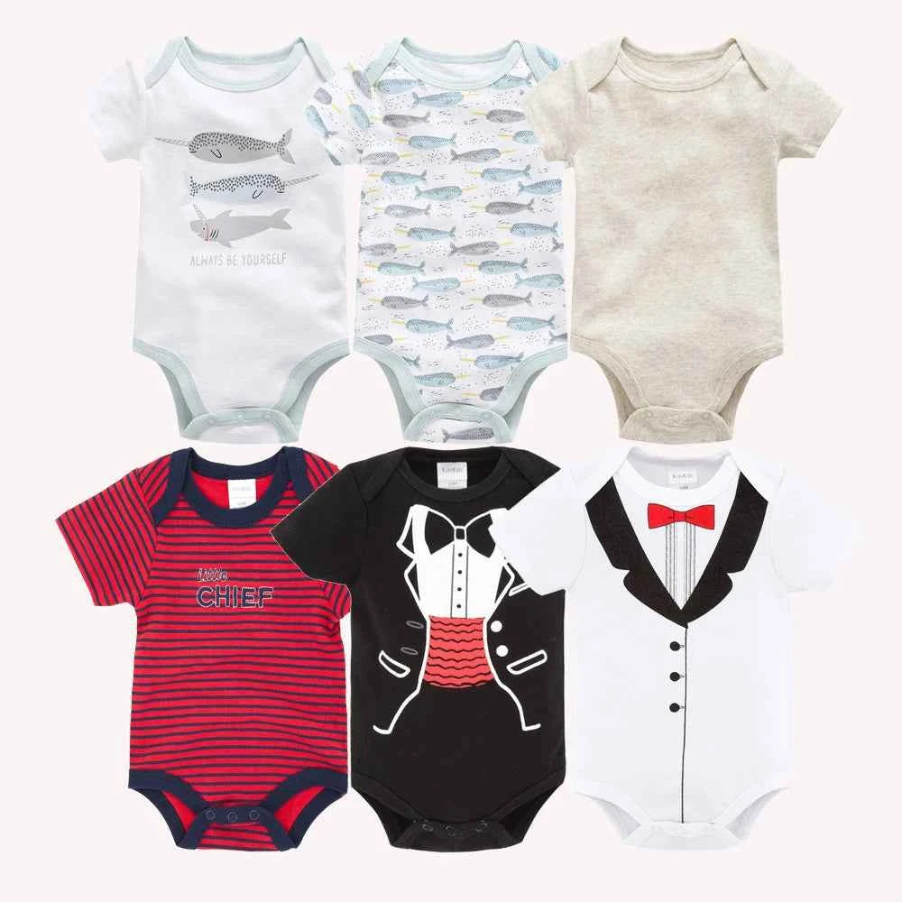 Tiny Trend Cotton Baby Bodysuits 3-Pack or 6-Pack | Short Sleeve | Sizes 0–3M to 9–12M