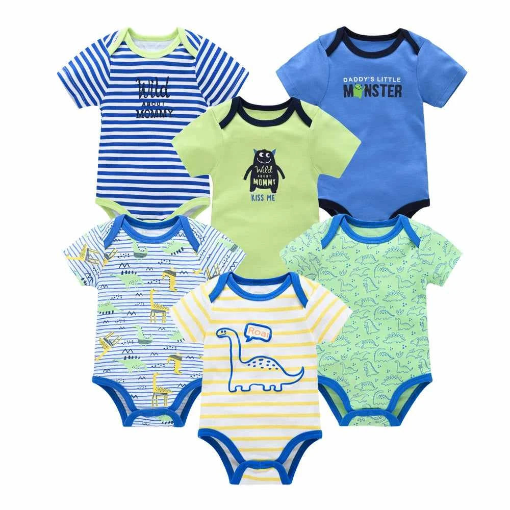 Tiny Trend Cotton Baby Bodysuits 3-Pack or 6-Pack | Short Sleeve | Sizes 0–3M to 9–12M