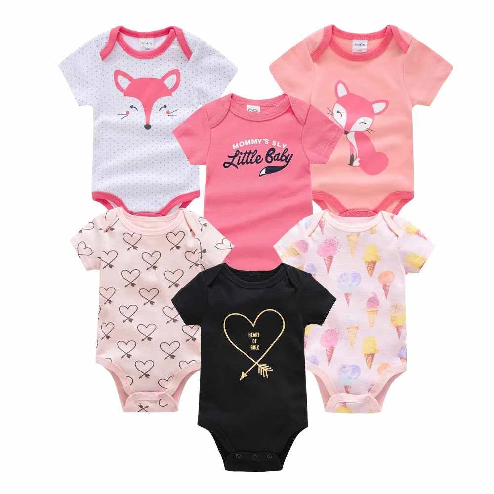 Tiny Trend Cotton Baby Bodysuits 3-Pack or 6-Pack | Short Sleeve | Sizes 0–3M to 9–12M