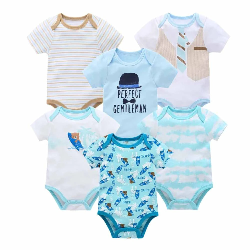 Tiny Trend Cotton Baby Bodysuits 3-Pack or 6-Pack | Short Sleeve | Sizes 0–3M to 9–12M