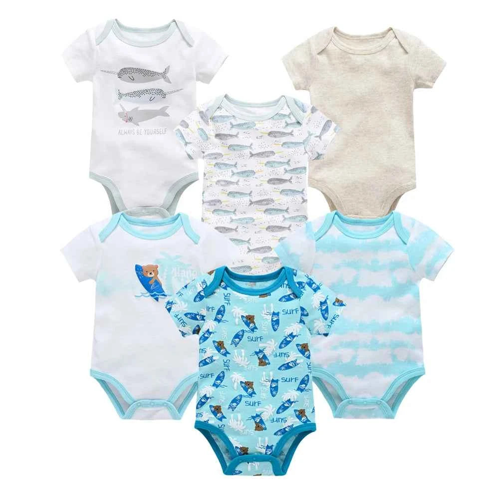 Tiny Trend Cotton Baby Bodysuits 3-Pack or 6-Pack | Short Sleeve | Sizes 0–3M to 9–12M