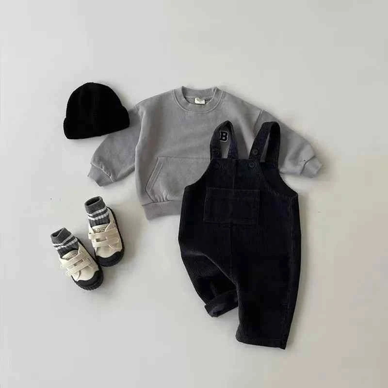 Tiny Trend Corduroy Suspender Romper for Toddlers | Unisex | Sizes 6m-24m