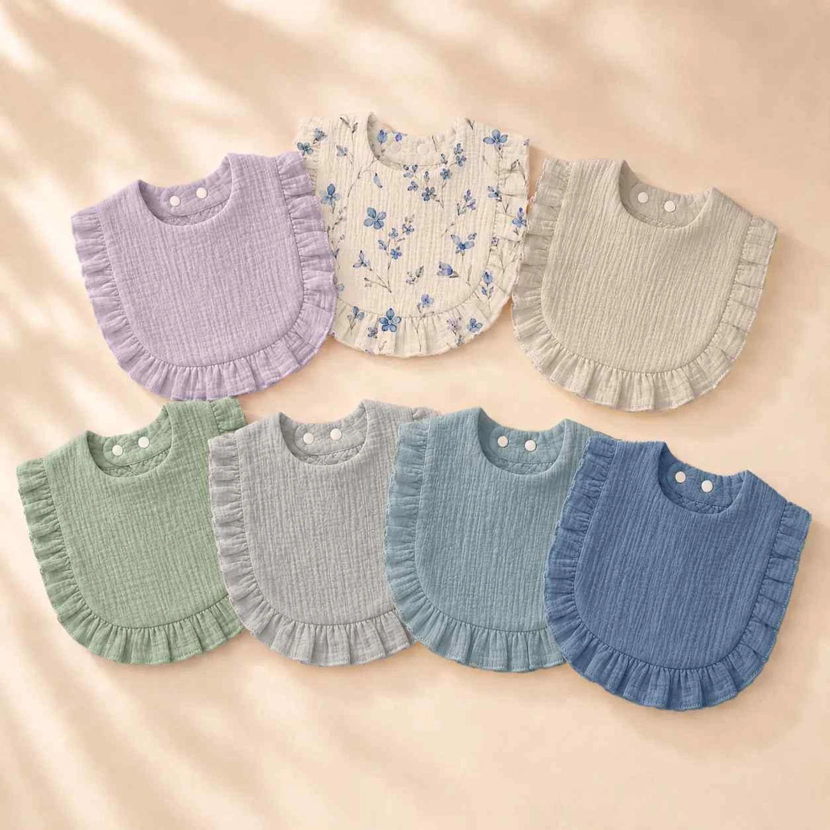 Tiny Trend Baby Lace Bibs Set of 7 | Soft Absorbent Polyester | Adjustable Snap | Ages 1–3Y