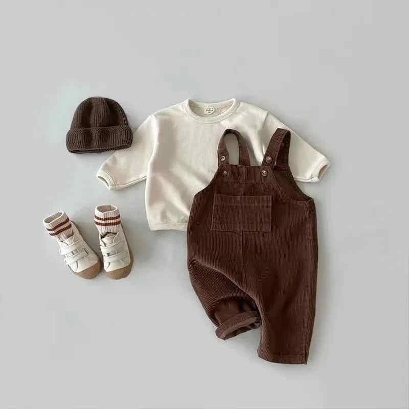Tiny Trend Corduroy Suspender Romper for Toddlers | Unisex | Sizes 6m-24m