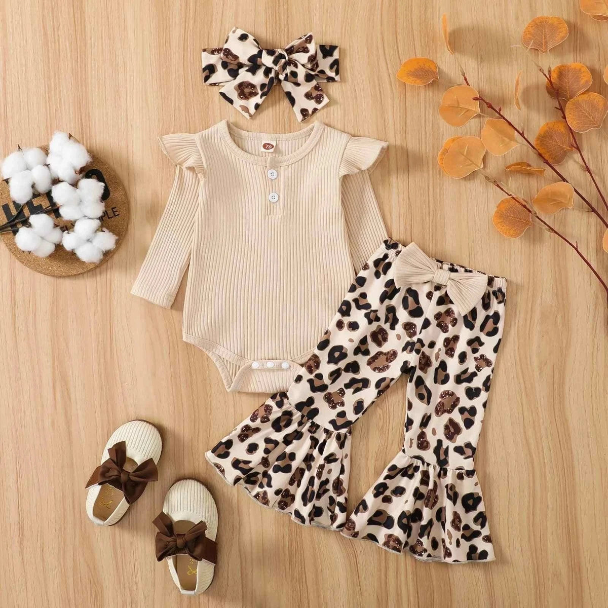Tiny Trend Baby Girl Knit Romper & Flare Pants Set | Cotton Blend | Sizes 0–12M