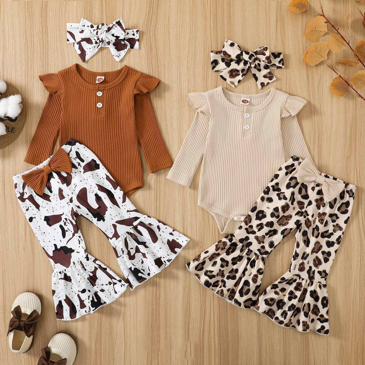 Tiny Trend Baby Girl Knit Romper & Flare Pants Set | Cotton Blend | Sizes 0–12M