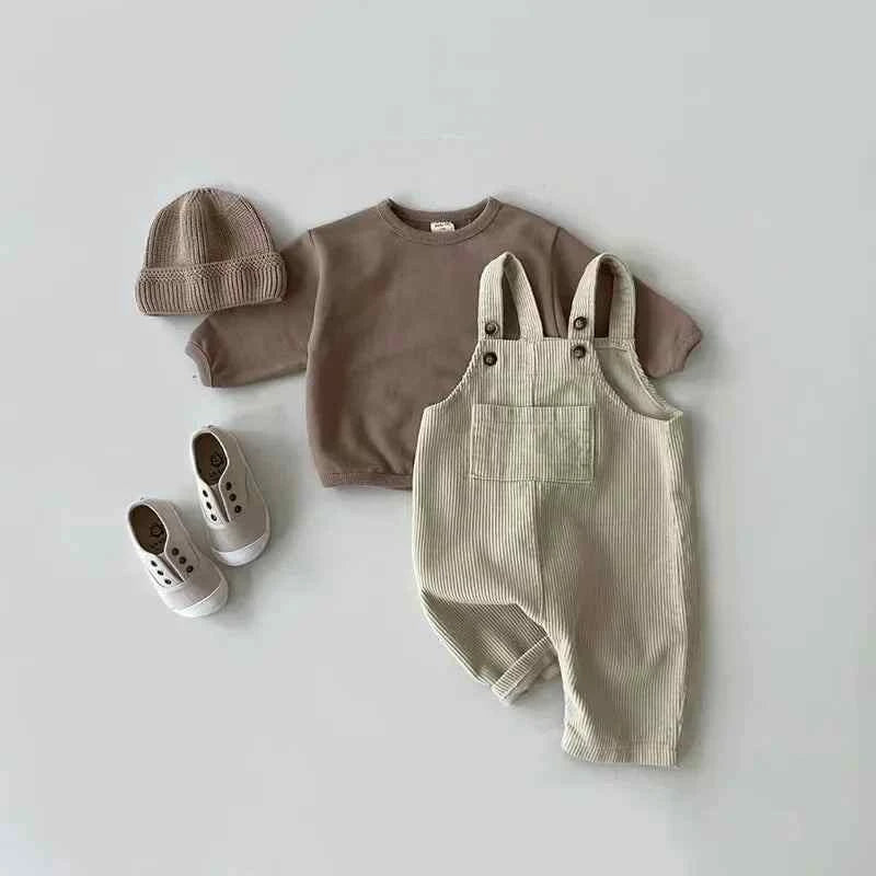 Tiny Trend Corduroy Suspender Romper for Toddlers | Unisex | Sizes 6m-24m