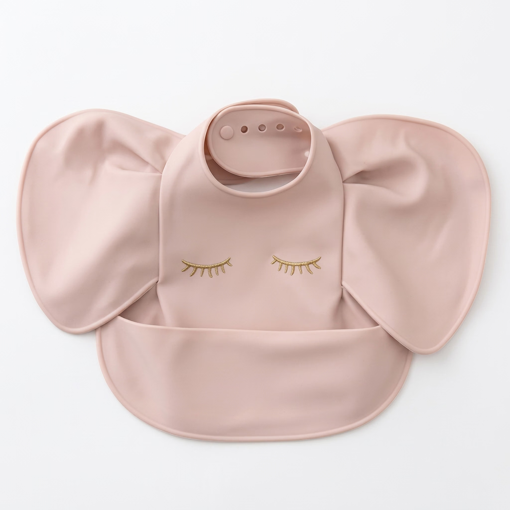 Tiny Trend Angel Elephant Baby Bibs | Waterproof PU | Crumb Catcher | Ages 6M–3Y