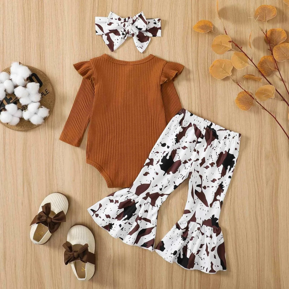 Tiny Trend Baby Girl Knit Romper & Flare Pants Set | Cotton Blend | Sizes 0–12M
