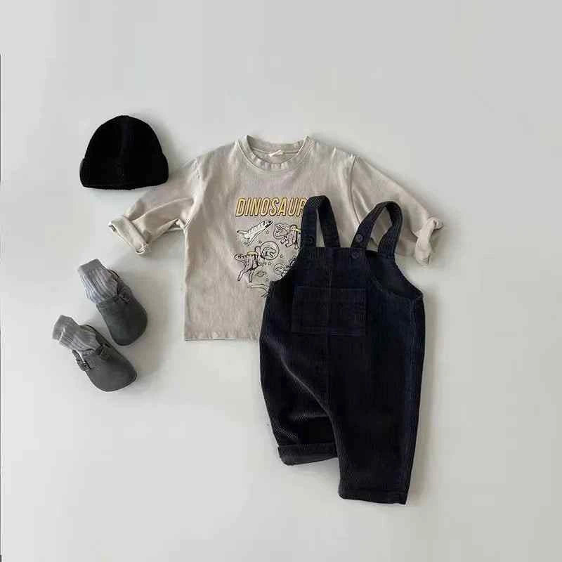 Tiny Trend Corduroy Suspender Romper for Toddlers | Unisex | Sizes 6m-24m